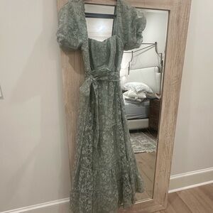 BHLDN Sage Green Lace Maxi Dress
